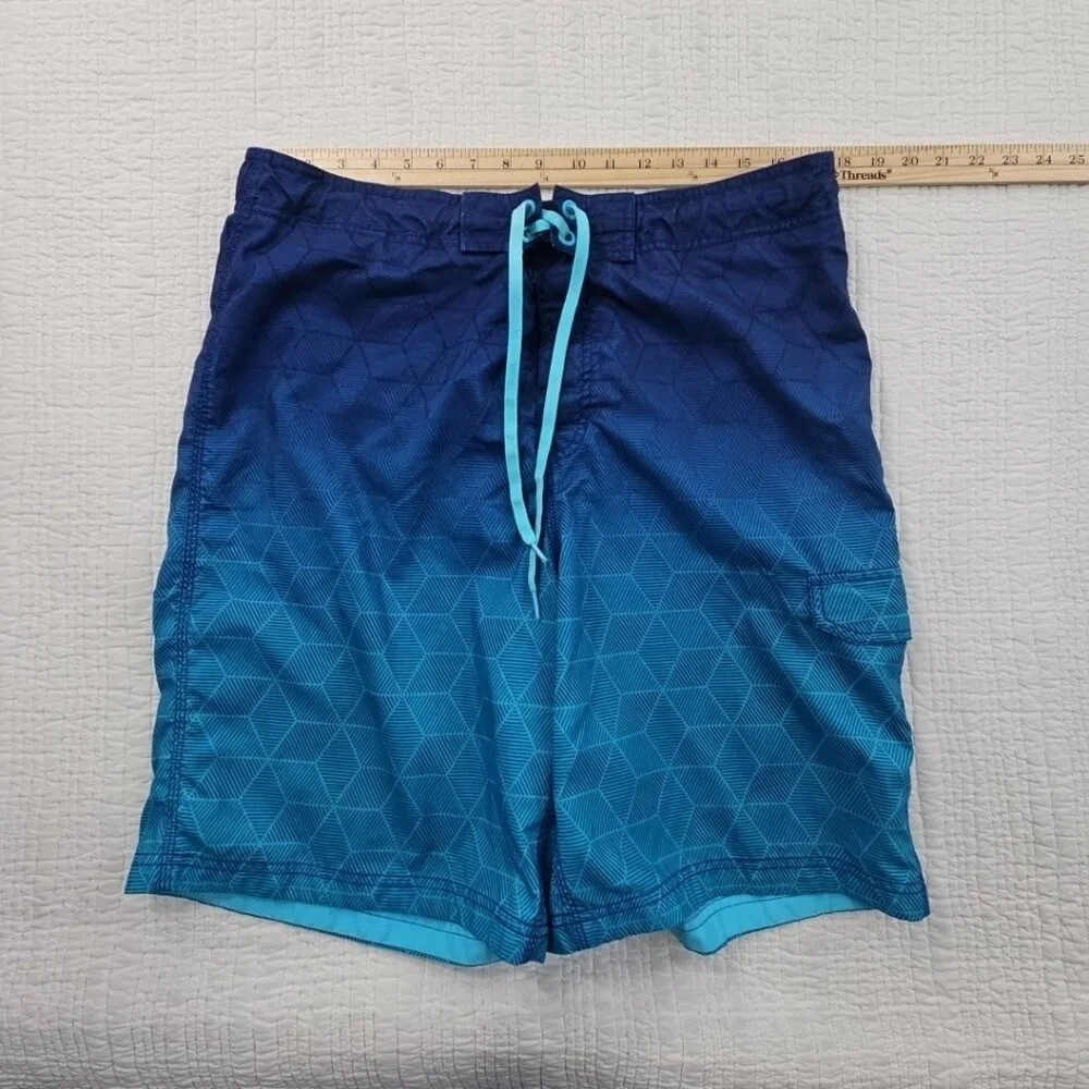Speedo Lined Board Shorts Men's XL Blue Ombre‎ 1 Pocket Drawstring 10